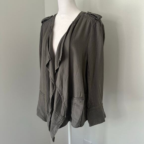 Daughters of the Liberation Anthropologie gray open front jacket size L - Picture 3 of 12